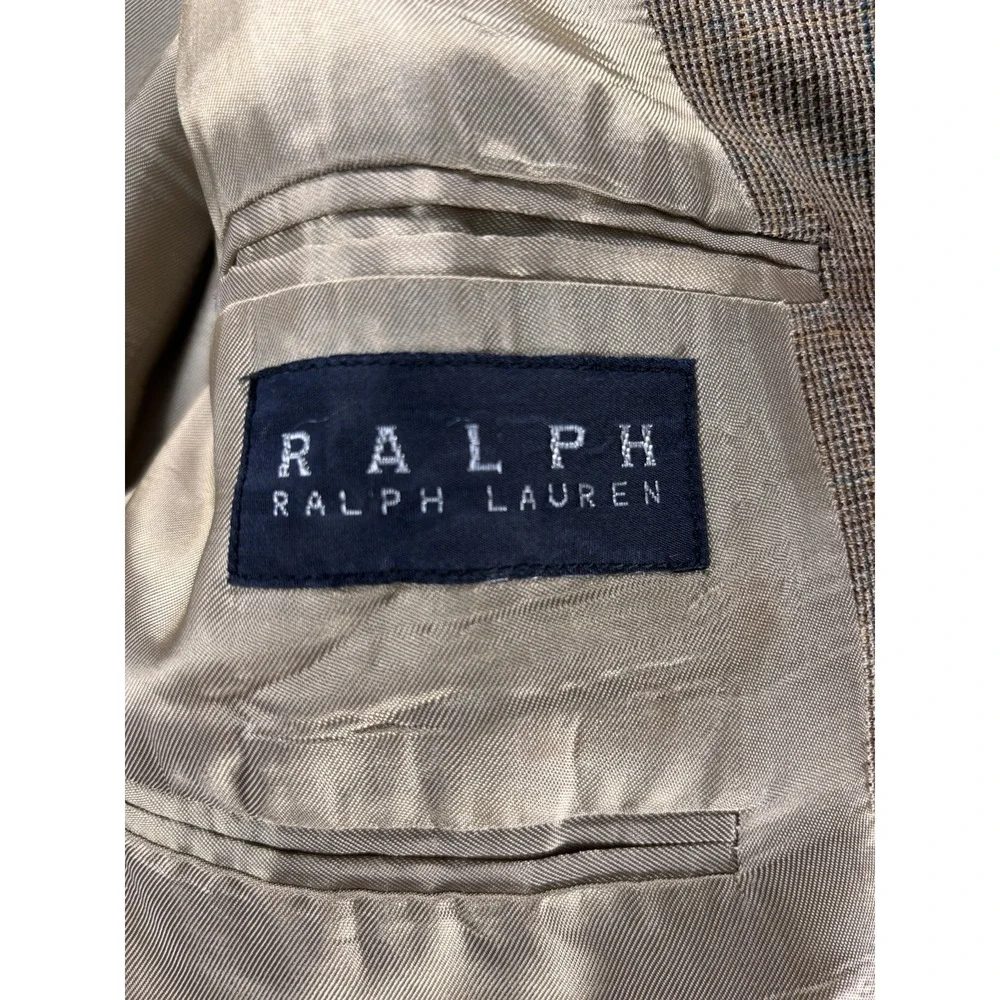 Ralph Lauren Black Label 40R Sport Coat Blazer Silk Wool Brown‎ Micro Plaid